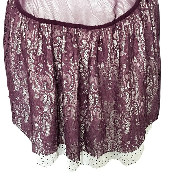 Sheer Ombre Shirt Sz L Gathered Layered Polka Dot Lace Back Blouse Fairy Grunge - Picture 5 of 14